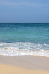 Sand, sea and sky at Portheras Cove on the Cornish coast