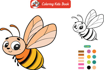 Coloring book for kids bee vector