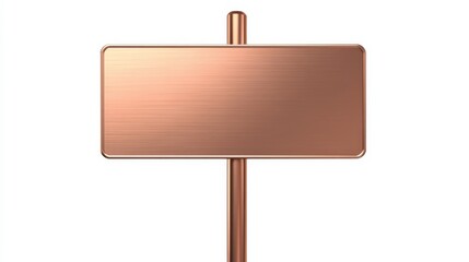 Fototapeta premium Copper Sign Mockup: Elegant Rose Gold Blank Signpost
