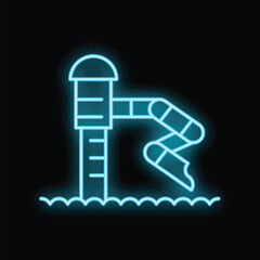 Glowing neon sign representing a water slide with stairs, perfect for attracting attention and conveying a sense of summer fun