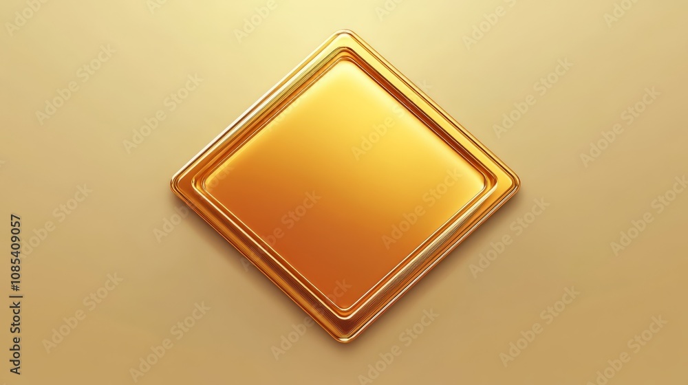 Poster golden diamond frame: a gleaming golden diamond frame with a subtle sheen sits against a soft beige 
