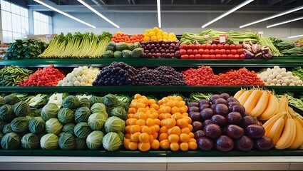 Vegetables displayed on supermarket boxes, Generative AI
