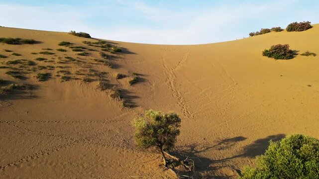 Drone footage of the Ammothines desert in the Greek island of Limnos in Northern Aegean Sea.
