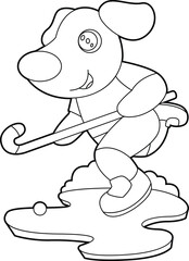 Dog Field hockey Hockey stick Animal Vector Graphic Art Illustration