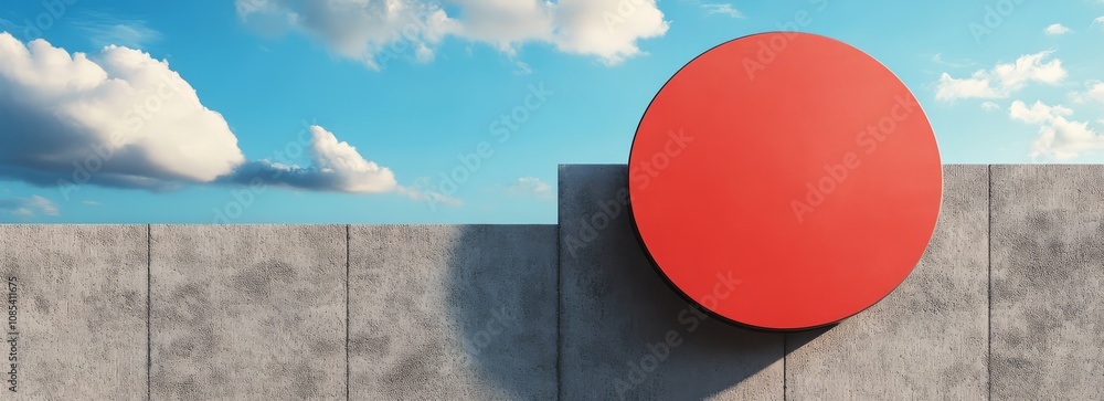 Aufkleber red circle overcoming obstacles: a symbolic image of a red circle representing progress and achievem