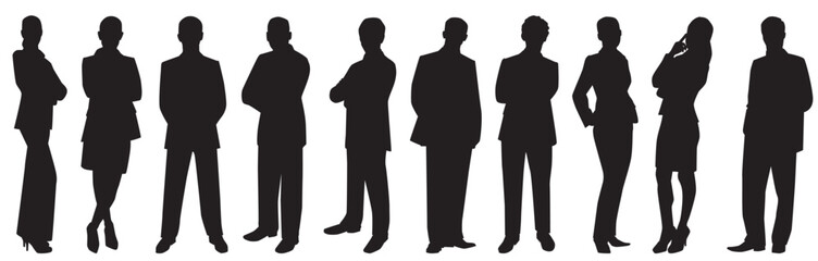 working people group standing on isolated white background. 