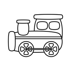 Train cartoon so cute. On white background. Coloring page for kid. Vector illustration.