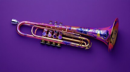 Obraz premium Purple Trumpet on a Purple Background