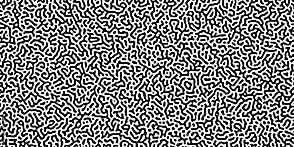 Poster organic seamless patterns with rounded lines diffusion reaction background. monochrome background of
