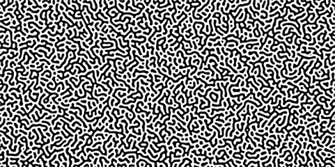 Organic seamless patterns with rounded lines Diffusion reaction background. Monochrome background of natural organic forms motion. Overlay template abstract Turing organic wallpaper background.