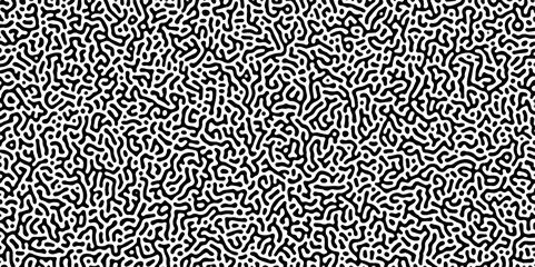 Organic seamless patterns with rounded lines Diffusion reaction background. Monochrome background of natural organic forms motion. Overlay template abstract Turing organic wallpaper background.