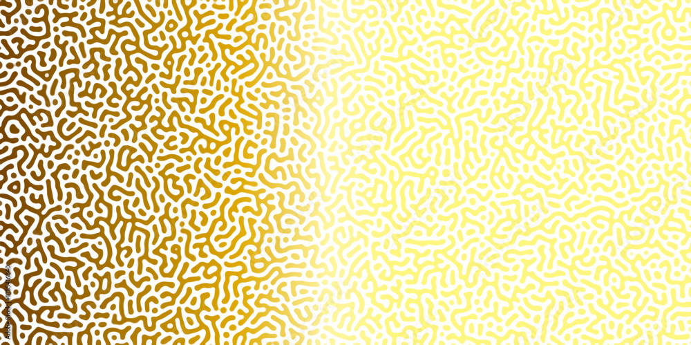 Poster abstract reaction-diffusion turing pattern natural texture golden and yellow gradient color scheme. 