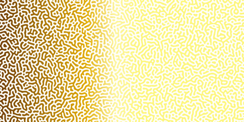 Abstract Reaction-diffusion Turing pattern natural texture golden and yellow gradient color scheme. Linear design with biological algorithm psychedelic background. Reaction-diffusion or truing patter