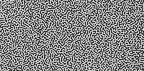 Organic seamless patterns with rounded lines Diffusion reaction background. Monochrome background of natural organic forms motion. Overlay template abstract Turing organic wallpaper background.