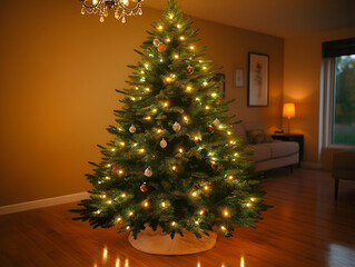 Illuminated Christmas tree in living room. (1)
