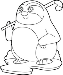 Sloth Field hockey Hockey stick Animal Vector Graphic Art Illustration