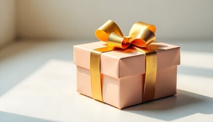 Fototapeta premium gift, box, wrapped, bow, shiny, present, package, festive, decoration, holiday, Christmas, birthday, isolated, background, white, celebration, surprise, elegant, decorative, ribbon, colorful, cheerful