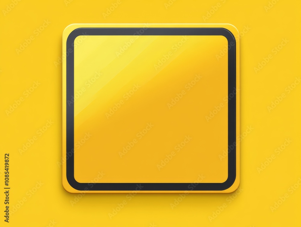 Poster yellow blank sign: a simple, yet striking image of a blank yellow sign with a black border, perfect 