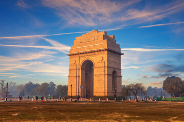 India Gate at sunset, Rajpath, landmark of New Delhi, India