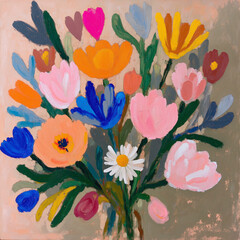 Obraz premium Abstract Beauty in Oil Painting Flowers