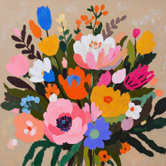 Abstract Beauty in Oil Painting Flowers