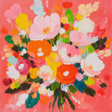 Abstract Beauty in Oil Painting Flowers