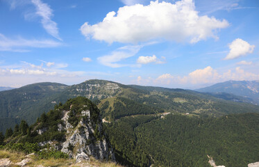 Mountains of the Prealps Veneto mountain range in northern Italy called Cima Campo Molon with...