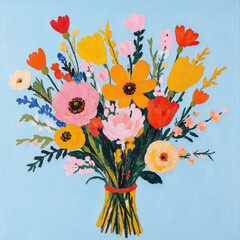 Beautiful Abstract Oil Painting Flower Bouquet
