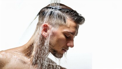 Naklejka premium man washing their hair