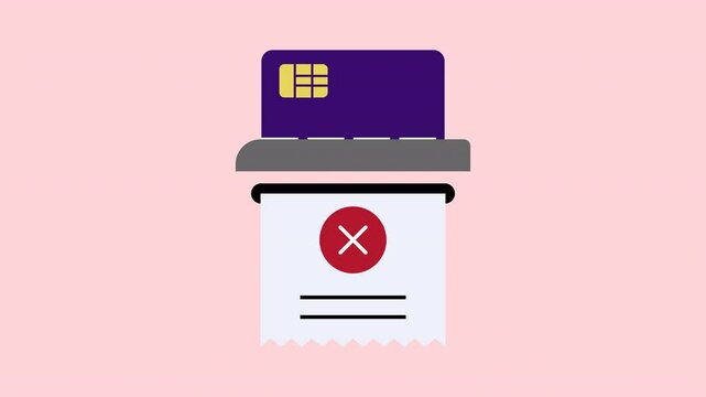 Credit Card Declined: Payment Failure Illustration. High quality 4k footage