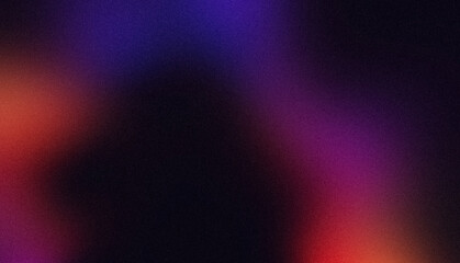 Purple blue pink red abstract glowing color gradient background on dark. Soft color glitch noisy gradient, vibrant color flow, bright, shine, noise texture, aesthetic texture background