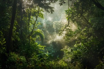 Obraz premium sun rays in the forest