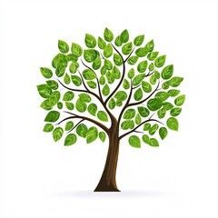 Obraz premium Clean Modern Icon of Eco Friendly Tree with Green Leaves and Brown Trunk on White Background