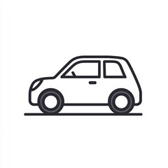 Fototapeta premium Simple Car Icon Representing Transportation or Road Trip on White Background with Copy Space