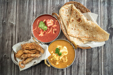Indian food Thali combinations Indian-style meal with chicken