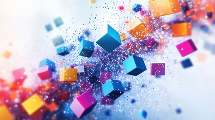 3D rendering abstract cube geometric shape technology style background poster