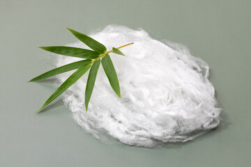 bamboo fibril and leaves. degradable fiber fabric concept.