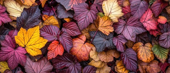 Fototapeta premium A Close-Up of Colorful Autumn Leaves in a Pile