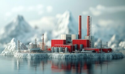 Obraz premium Process of capturing carbon dioxide emissions from industrial sources, converting them for utilization, and securely storing them underground to mitigate climate impact.