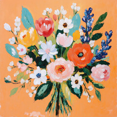 Abstract Elegant Watercolor Flower Bouquet