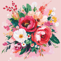 Abstract Elegant Watercolor Flower Bouquet