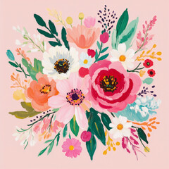 Abstract Elegant Watercolor Flower Bouquet