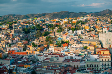 Fototapeta premium Guanajuato, Mexico. December 24, 2023 Architecture and facade in city houses in Guanajuato, Mexico.