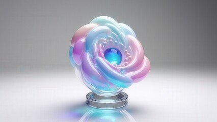 The abstract glass sculture brings a fresh and inspiring aesthetic to any environment.