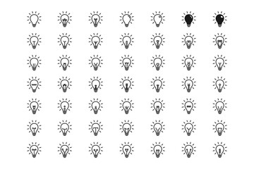 light bulb icon line set