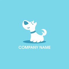 Simple, Modern, Fun, Unique, Cartoon White Puppy With Blue Background