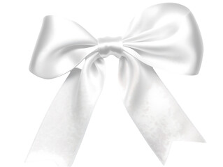 Naklejka premium Elegant white satin bow, perfect for decorations and gifts. Isolated on transparent white background, png 