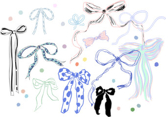 Collection of different hand drawn vector bows