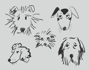 Cute hand drawn dogs. Vector