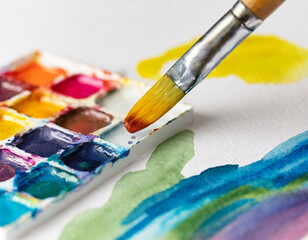 Obraz premium Malowanie akwarelą pędzel i kartka